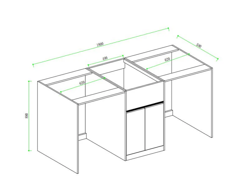 1800MM White Laundry Tub-Plywood Cabinet & Marble Bench with Stainless Steel Sink - MATTE WHITE MIDDLE SINK