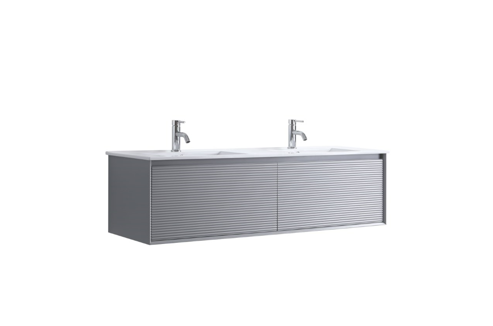 MATT GREY WALL HUNG Plywood VANITY 1500MM DOUBLE BASIN