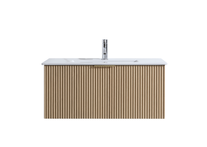 DNW WALL HUNG Plywood VANITY FLUTED OAK 900MM
