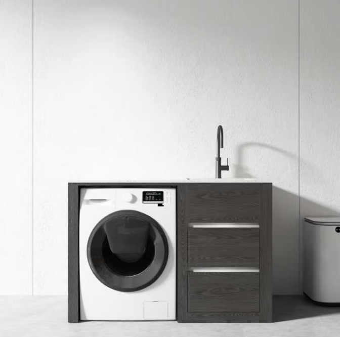 Free Standing PLYWOOD LAUNDRY STATION CABINET & MARBLE BENCH