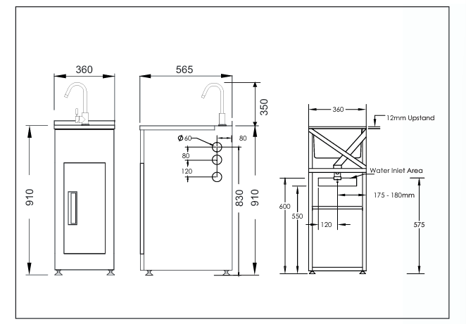 Aquatica Laundry Tub 360mm, Chrome Zento Sink Mixer Mains Pressure