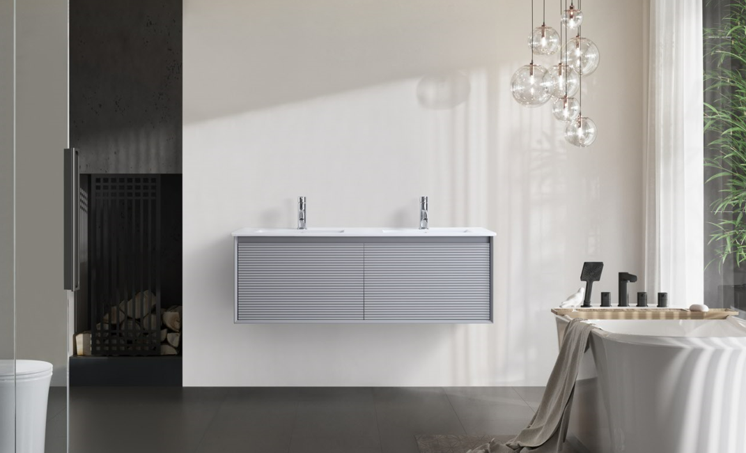 MATT GREY WALL HUNG Plywood VANITY 1200MM DOUBLE BASIN