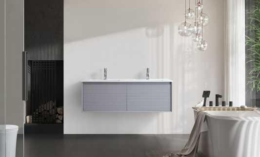 MATT GREY WALL HUNG Plywood VANITY 1200MM DOUBLE BASIN