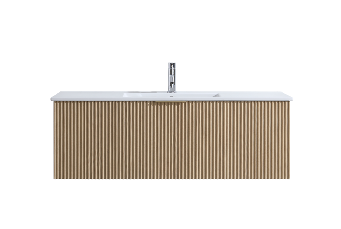 DNW WALL HUNG Plywood VANITY FLUTED OAK 1200MM SINGLE BASIN