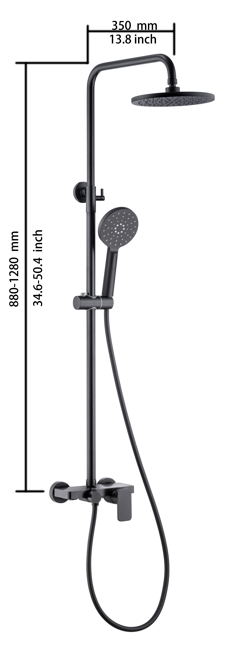 DN SH2123+ Round Twin Rain Shower With Mixer Chrome/Matte Black