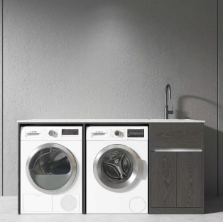 Free Standing PLYWOOD LAUNDRY STATION CABINET & MARBLE BENCH