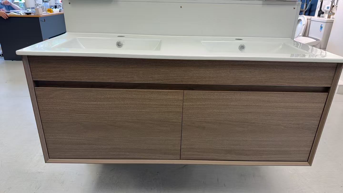 Hamilton Wall Hung Plywood Vanity Dark Oak 1500MM DOUBLE BASIN