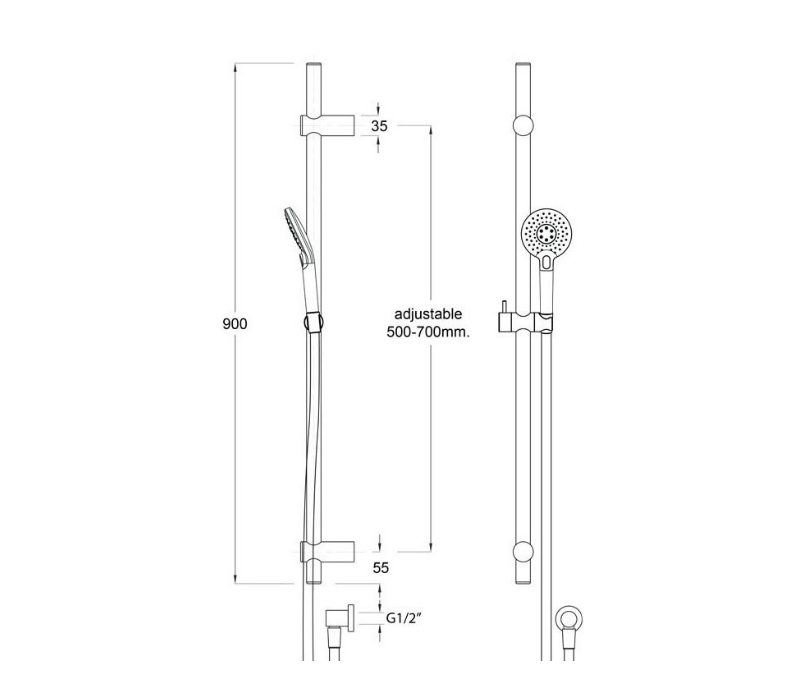 Elementi SPLASH PLUS ROUND SLIDE SHOWER 3 FCT 900MM