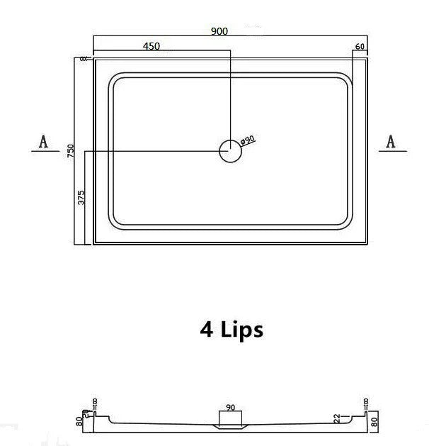 Shower Tray Rectgangle Center/Side Waste 1200/1100/900/750MM