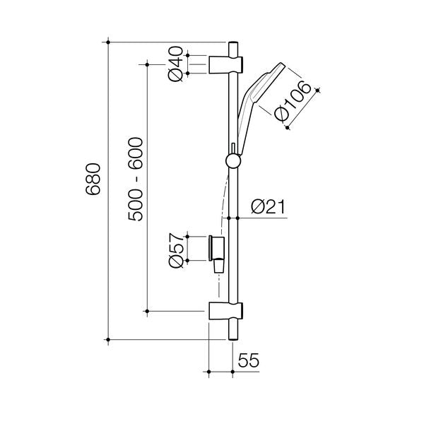 Caroma Single Function Rail Shower