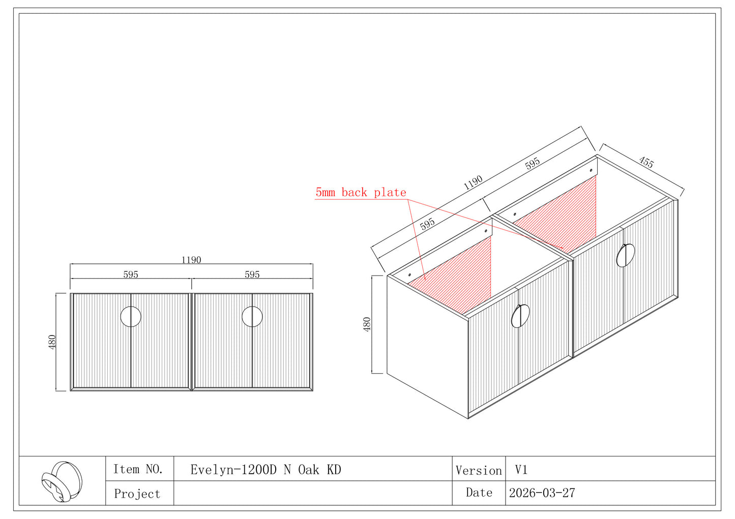 EVELYN WALL HUNG Plywood VANITY 1200MM DOUBLE BASIN