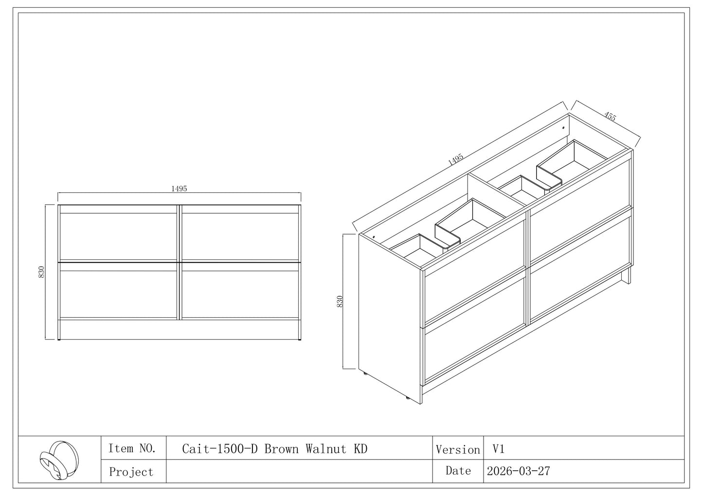 Cait FloorStanding Plywood VANITY 1500MM DOUBLE BASIN