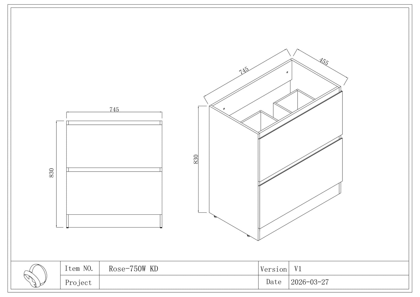 Rose FloorStanding Plywood VANITY 750MM