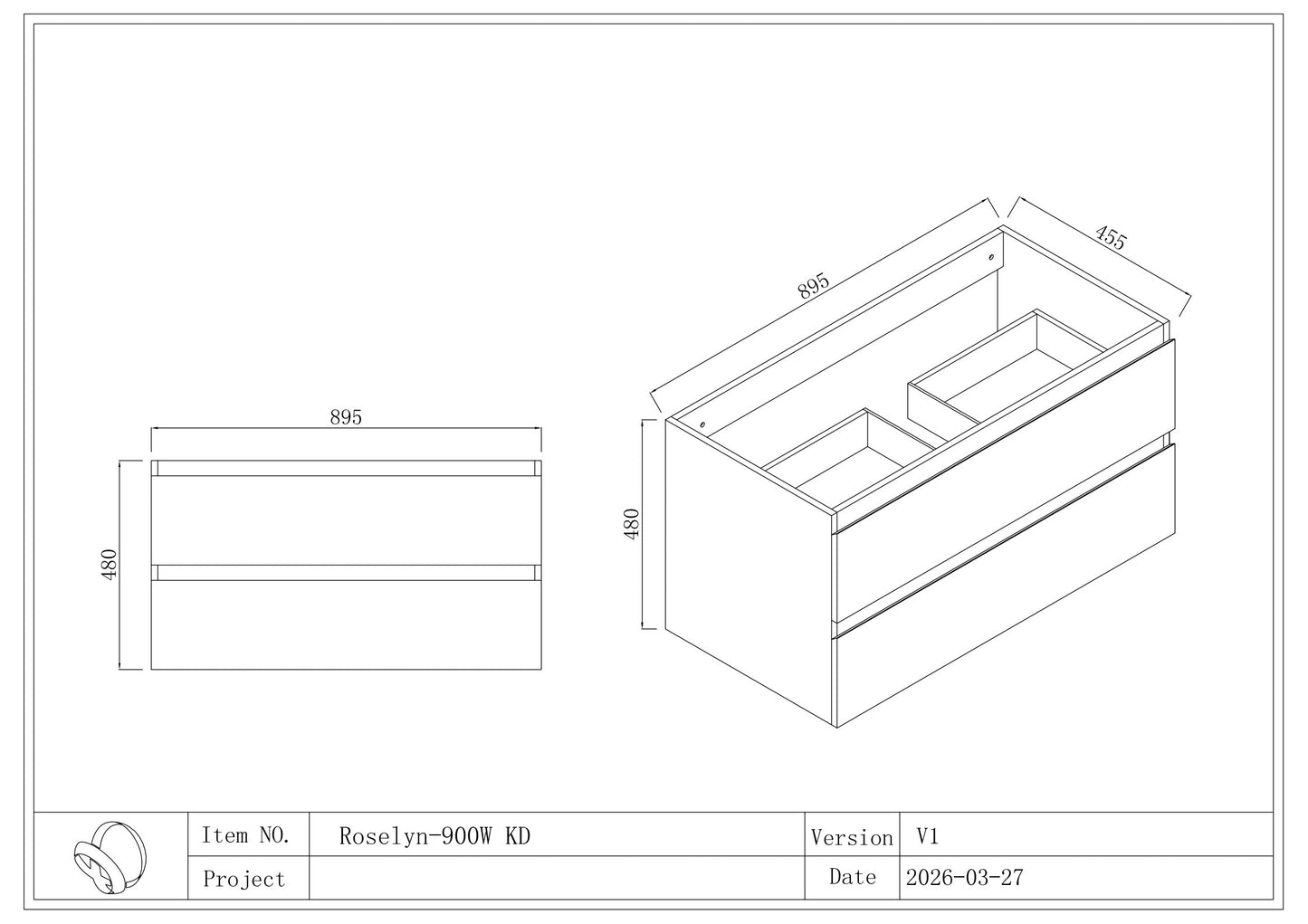 Roselyn Wall Hung Plywood VANITY 900MM
