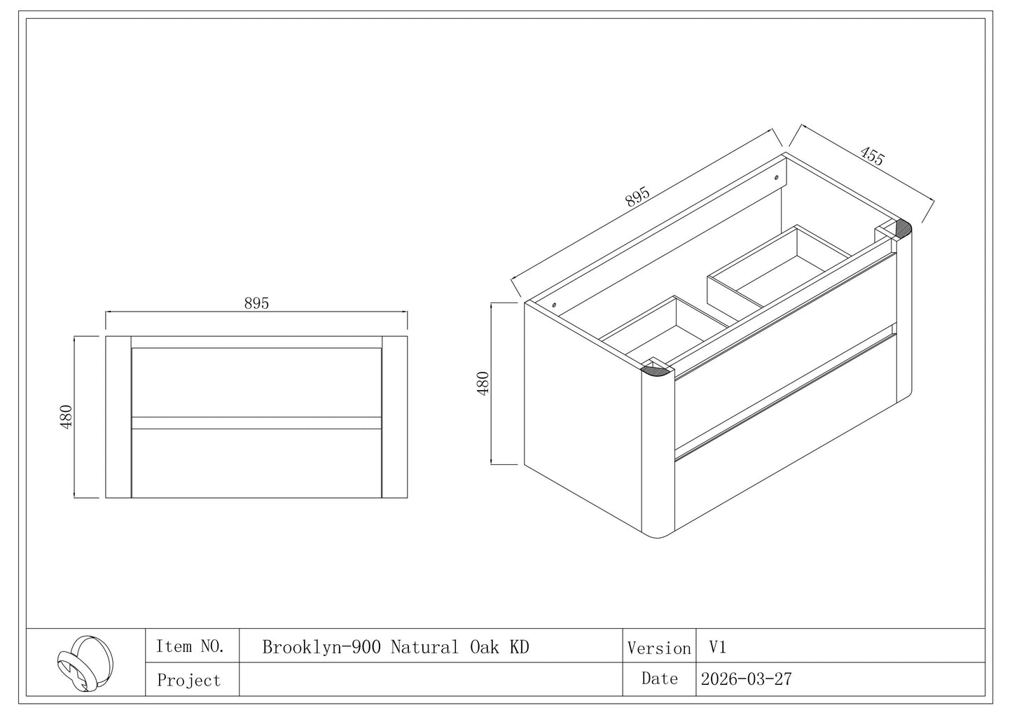 BROOKLYN Wall Hung Plywood VANITY 900MM
