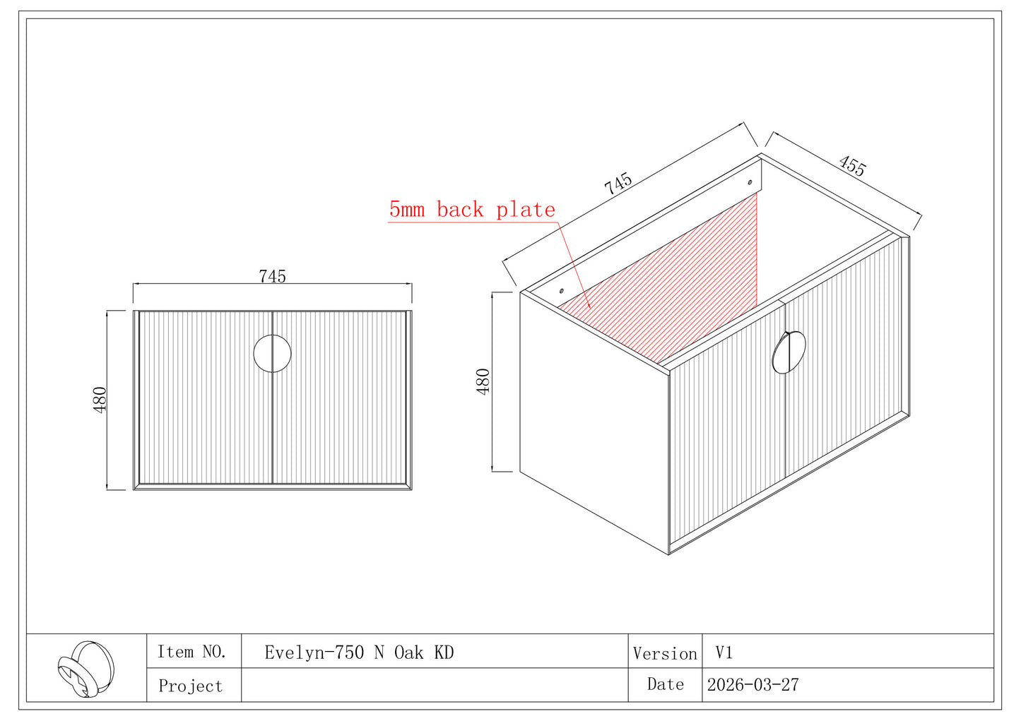 EVELYN WALL HUNG Plywood VANITY 750MM