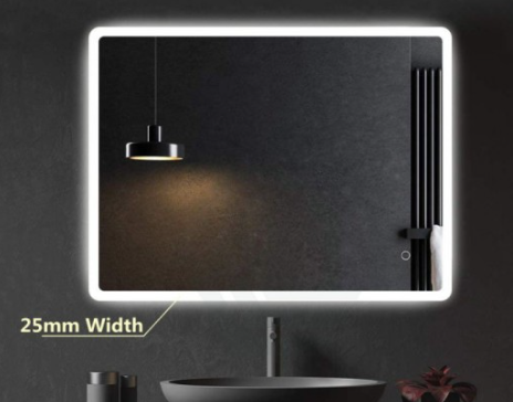 DN-PROJECT FRONT_ILLUMINATED 900MM*750MM Square LED Mirror with Demister Touch Switch 3 Colours Lighting