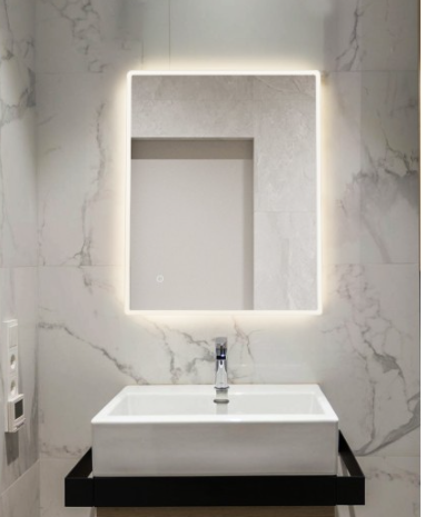 DN-PROJECT FRONT_ILLUMINATED 900MM*750MM Square LED Mirror with Demister Touch Switch 3 Colours Lighting