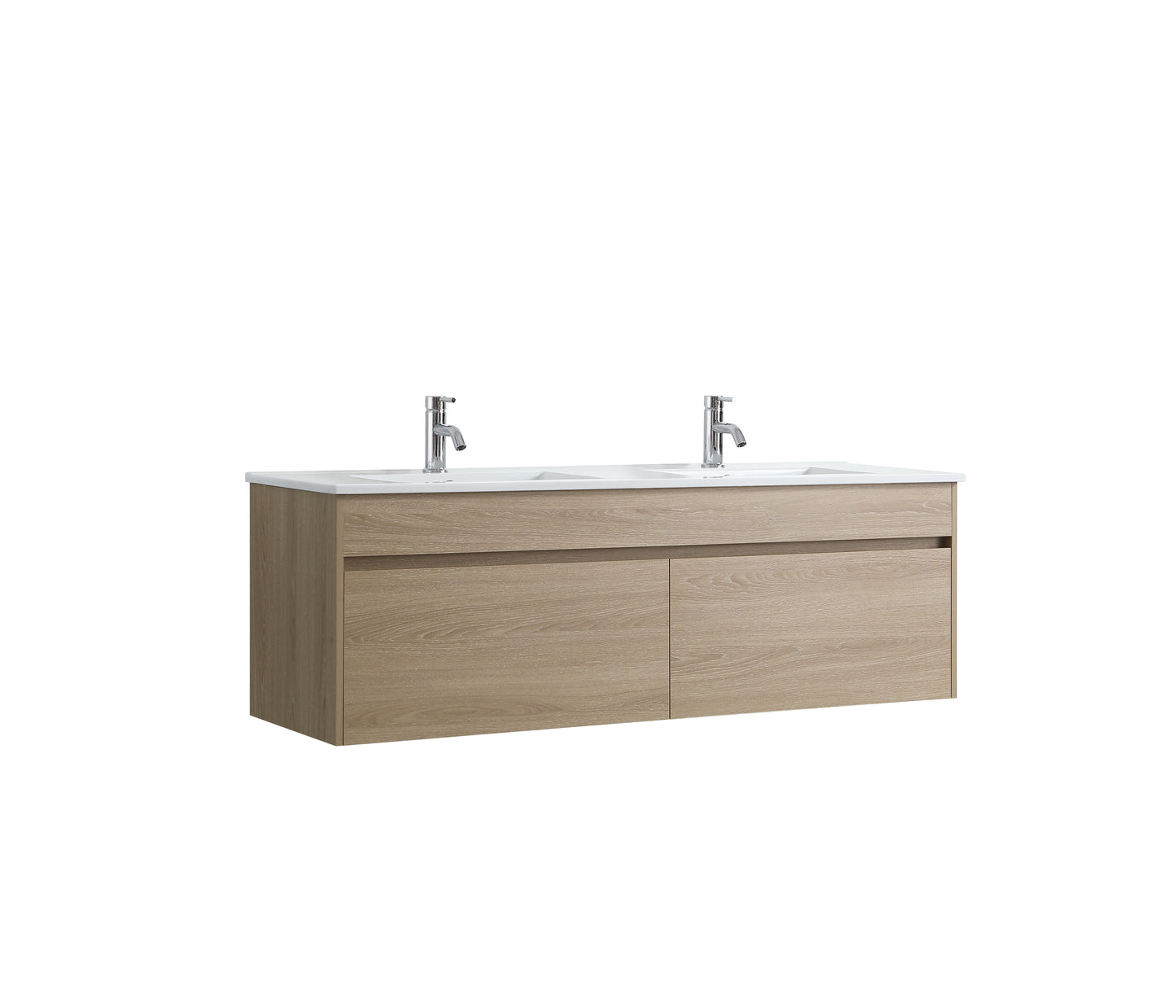 DNW Wall Hung Plywood VANITY Light Oak 1500MM DOUBLE BASIN