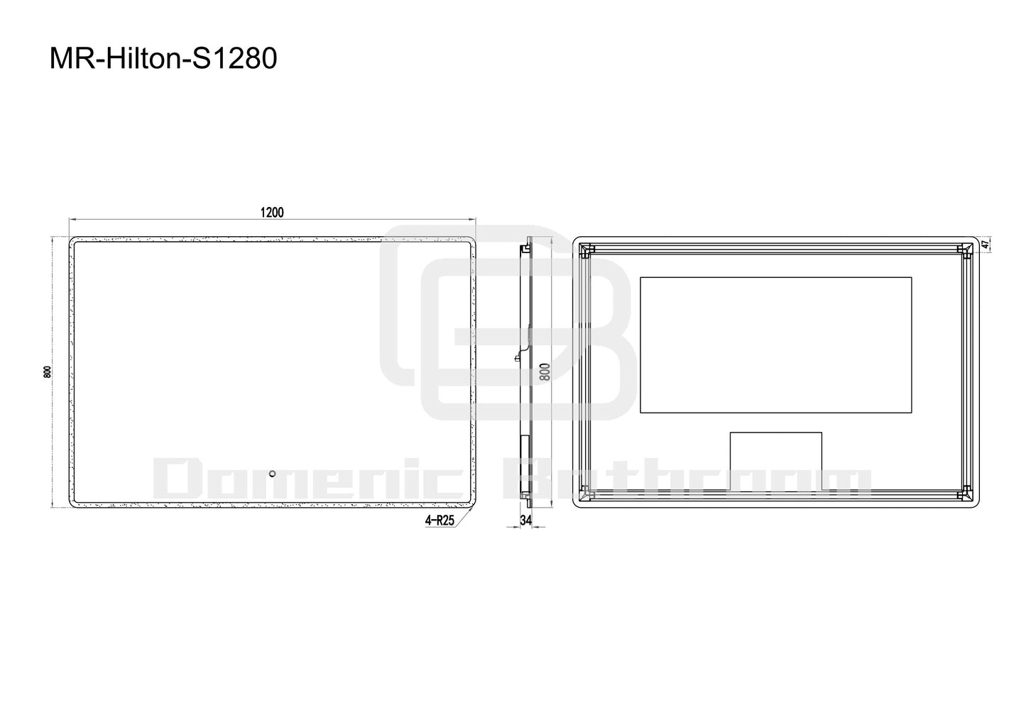 DN-Hilton Acrylic Frame EUPHOTIC 750/900/1200MM Square LED Mirror