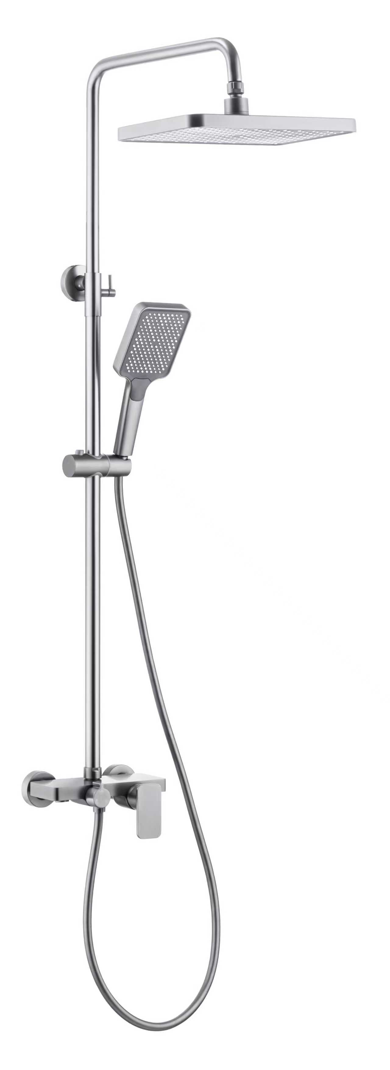 Domenic 2124+ Square Twin Rain Shower Mixer Brushed Nickel/Gun Metal Finished