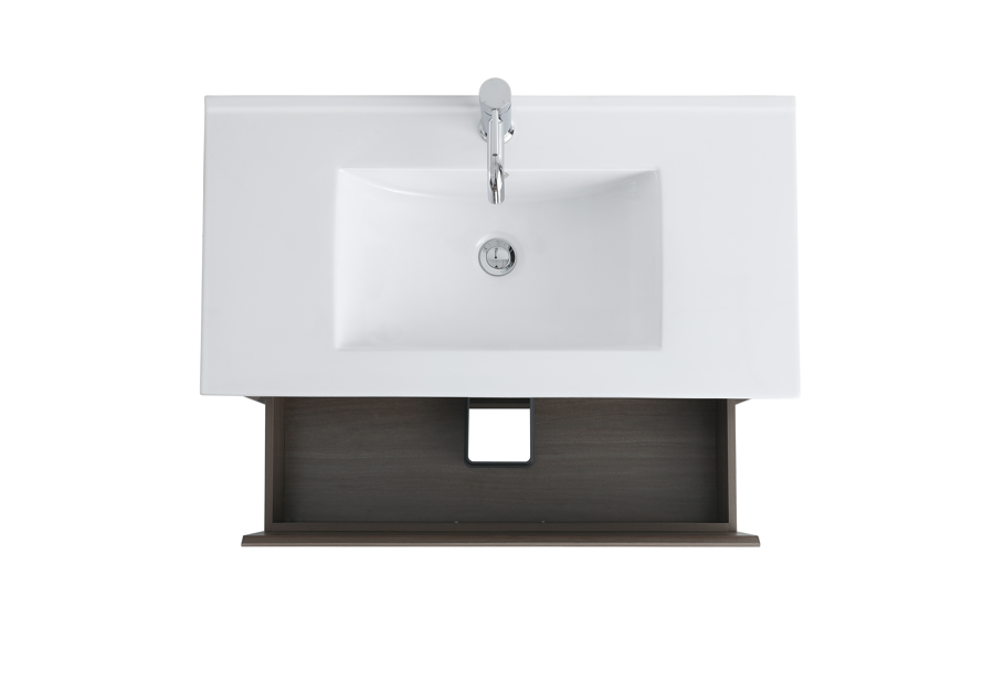 Polished chrome bathroom faucet with smooth curved spout