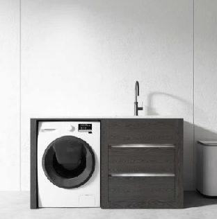 Free Standing PLYWOOD LAUNDRY STATION CABINET & MARBLE BENCH