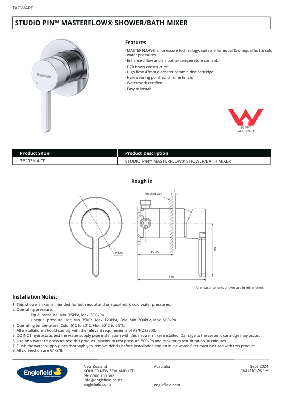 ENGLEFIELD Studio Pin MASTERFLOW® Shower Mixer
