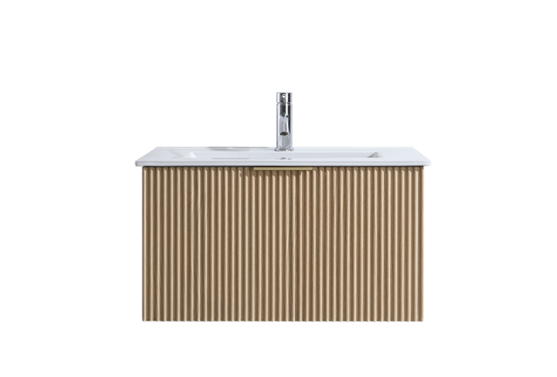 DNW WALL HUNG Plywood VANITY FLUTED OAK 750MM