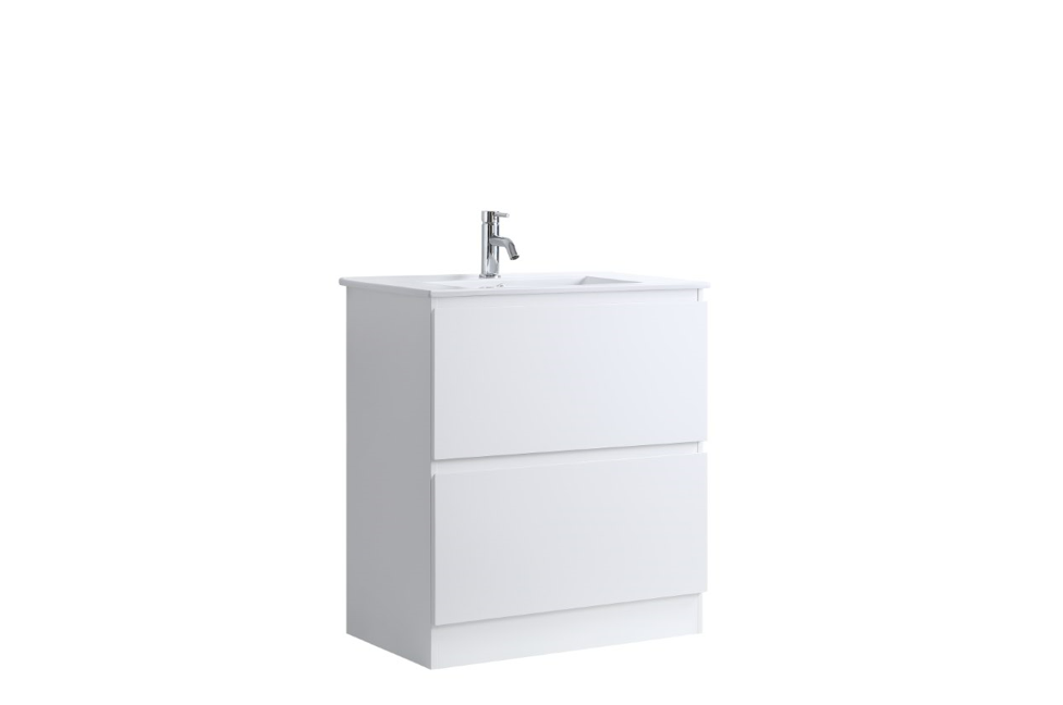 DNF FloorStanding Plywood DOUBLE DRAWERS VANITY GLOSSY WHITE PAINT FINISHED 750MM