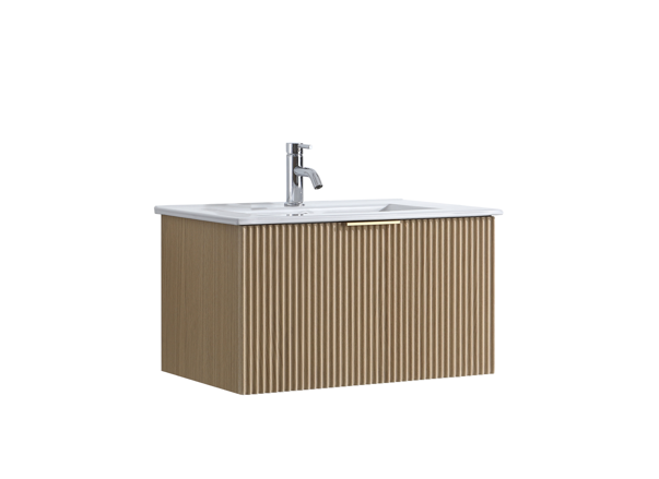 DNW WALL HUNG Plywood VANITY FLUTED OAK 750MM
