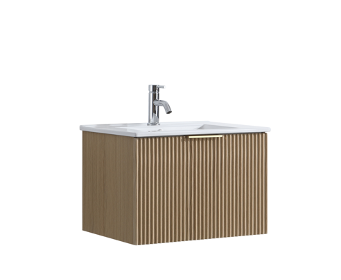 DNW WALL HUNG Plywood VANITY FLUTED OAK 600MM