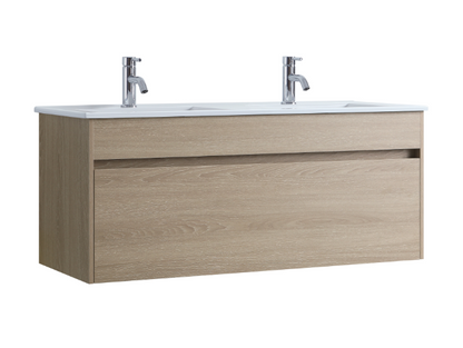 DNW Wall Hung Plywood VANITY Light Oak 1200MM DOUBLE BASIN