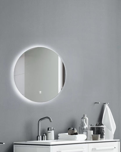 BIANCA Touch Free Sensor LED Mirror Round 600/700/800/900mm with Demister Backlit Touch Switch 3 Colours Lighting Frameless