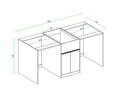 1800MM White Laundry Tub-Plywood Cabinet & Marble Bench with Stainless Steel Sink - MATTE WHITE MIDDLE SINK