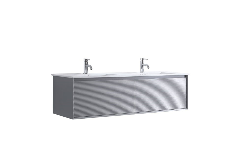 DNW WALL HUNG Plywood VANITY MATT GREY 1500MM DOUBLE BASIN