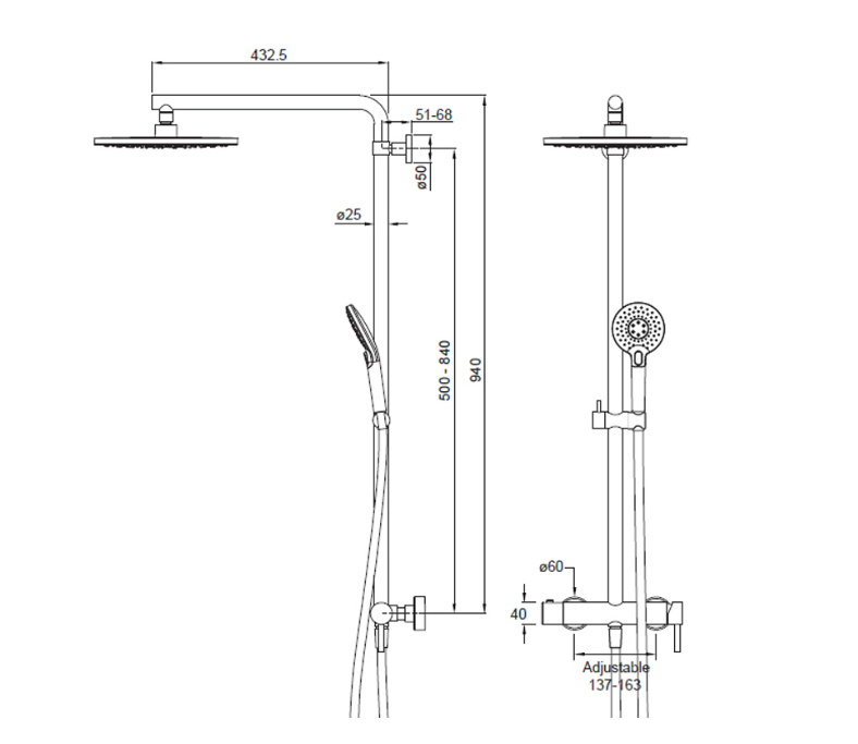 Elementi SPLASH PLUS 3FCT COLUMN SHOWER WITH INTEGRATED SHOWER MIXER