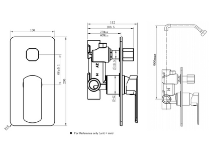 ELEMENTI ION Shower/Bath MIXER with DIVERTER