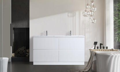 DNF FloorStanding Plywood VANITY GLOSSY WHITE DOUBLE DRAWERS 400MM~1500MM