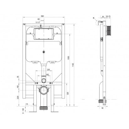 Parisi FRONT FLUSH PNEUMATIC 90MM INWALL CISTERN WITH METAL FRAME