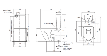 DN-2202C Ceramic White Toilet Suite-Back to wall Rimless Two Piece Toilets