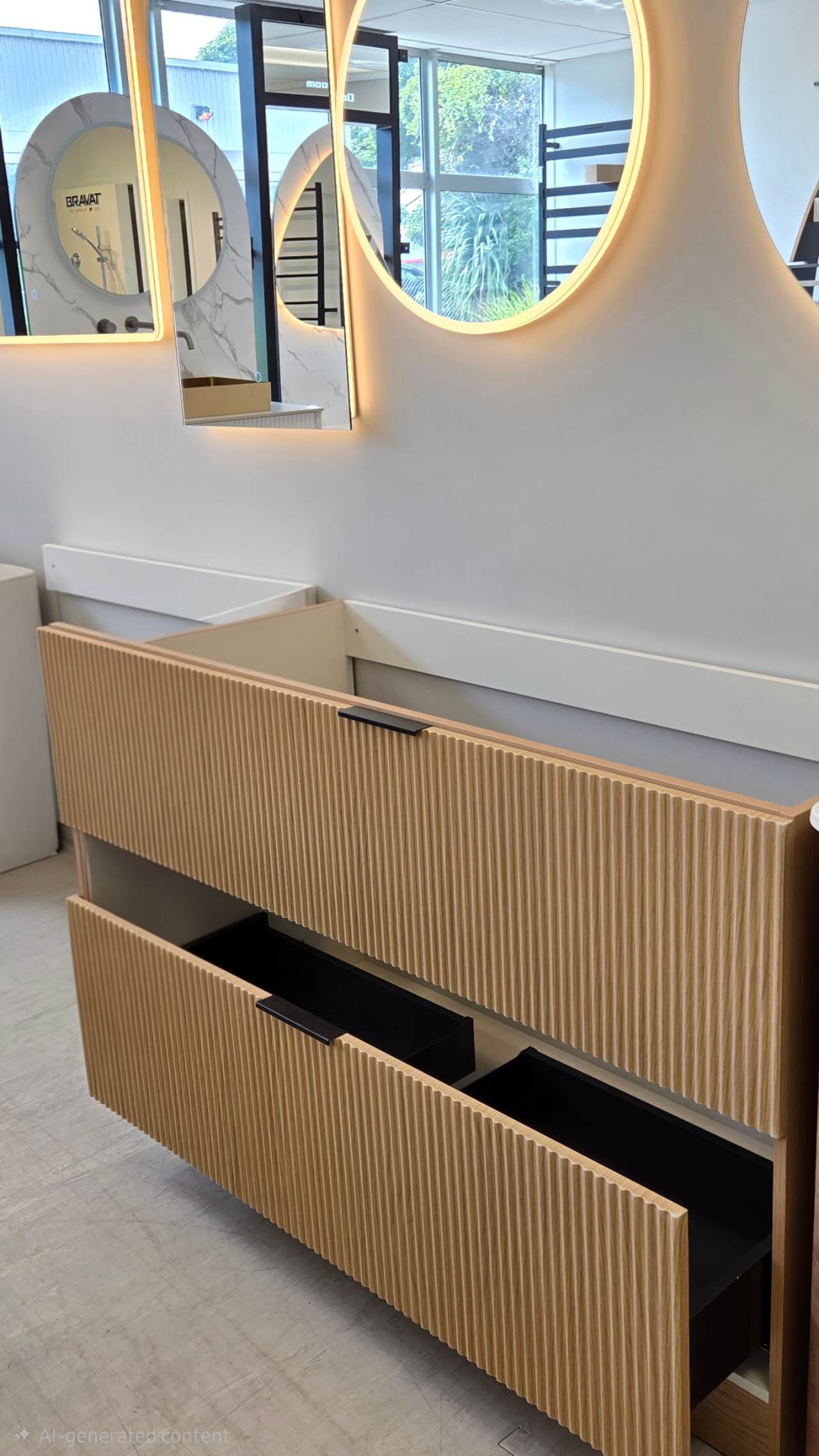 FLUTED OAK Floorstanding Plywood VANITY 1200MM Single Basin