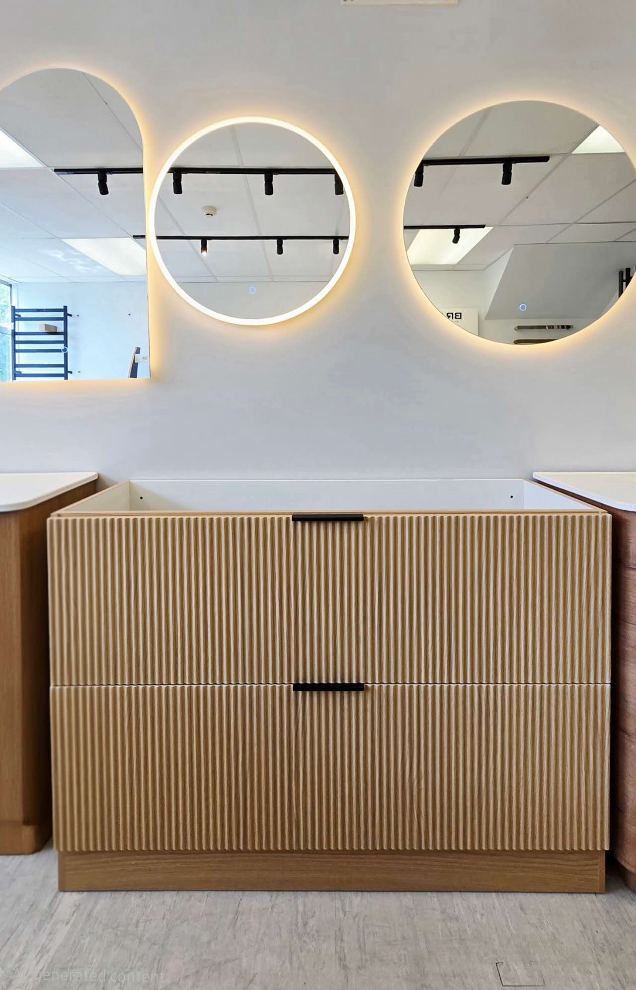 FLUTED OAK Floorstanding Plywood VANITY 1200MM Single Basin