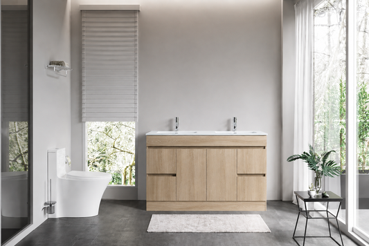 DNF Floorstanding Plywood VANITY Light Oak 1200MM DOUBLE BASIN