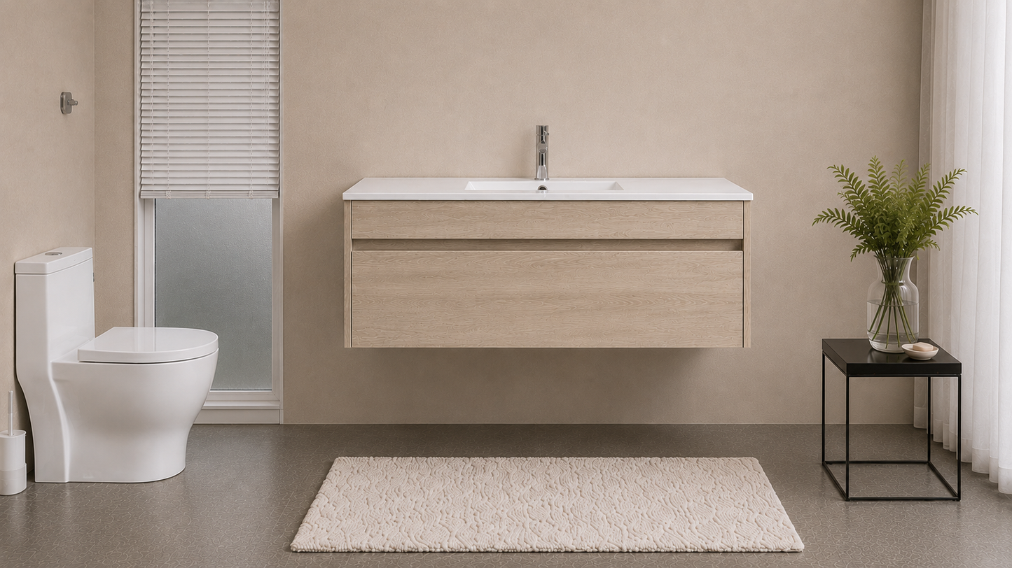 DNW Wall Hung Plywood VANITY Light Oak 1200MM SINGLE BASIN