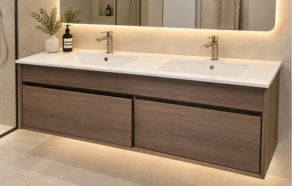 Hamilton Wall Hung Plywood Vanity Dark Oak 1200MM DOUBLE BASIN