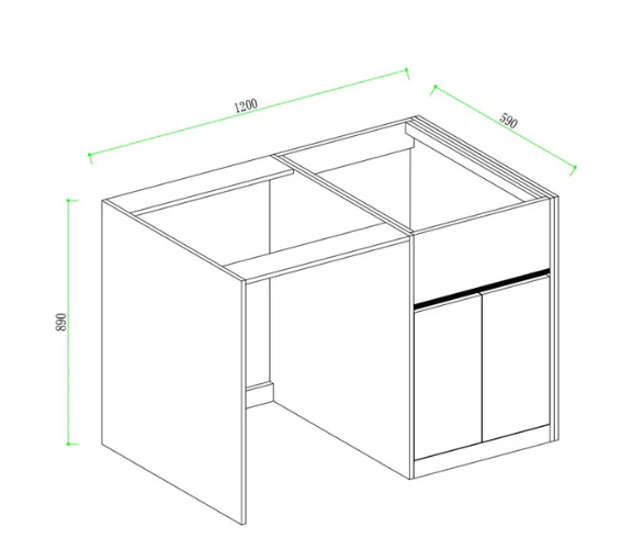 Free Standing PLYWOOD LAUNDRY STATION CABINET & MARBLE BENCH-MATTE WHITE
