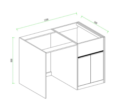 Free Standing PLYWOOD LAUNDRY STATION CABINET & MARBLE BENCH-MATTE WHITE