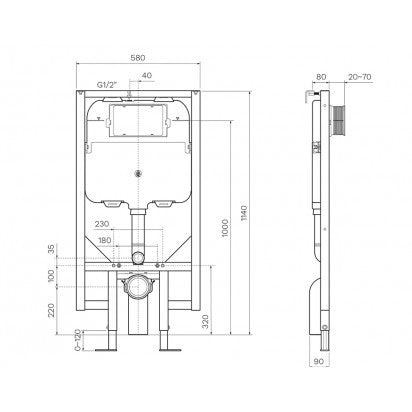 Parisi FRONT FLUSH MECHANICAL 90MM INWALL CISTERN WITH METAL FRAME