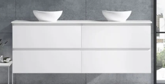 DNW Wall Hung Plywood VANITY Glossy White 1500MM DOUBLE BASIN